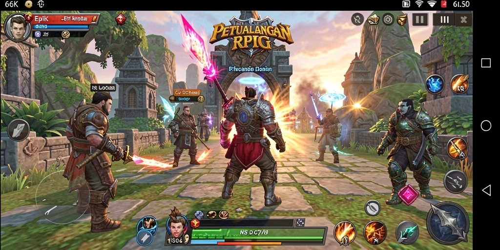 Tampilan gameplay 66K dengan pertarungan seru dan grafik yang menawan.