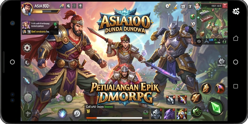 Screenshot gameplay ASIA100 yang menunjukkan pertarungan epik antara pemain.