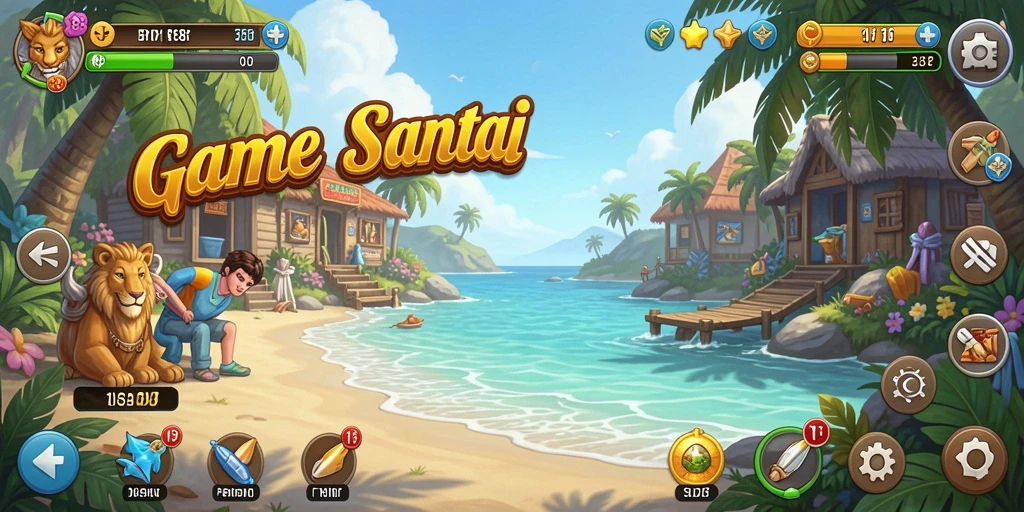 Tampilan gameplay BURSA188 yang ceria dan interaktif.