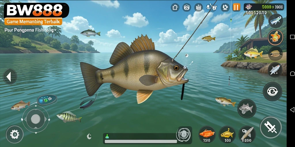Gameplay BW888 yang menampilkan pengalaman memancing yang realistis.