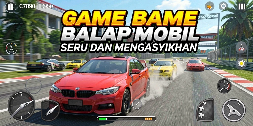 Tampilan gameplay balap mobil yang mendebarkan di C7890.