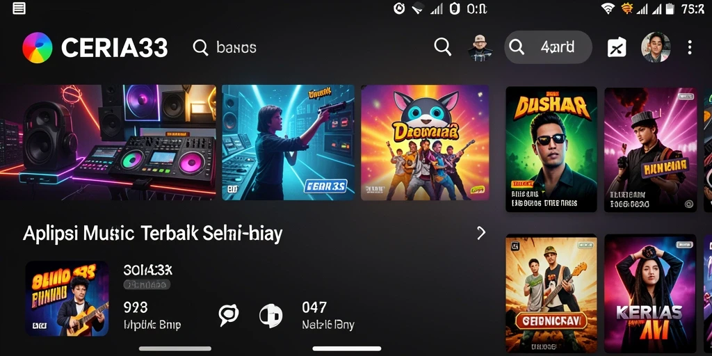 Tampilan antarmuka CERIA33 dengan fitur musik yang interaktif.