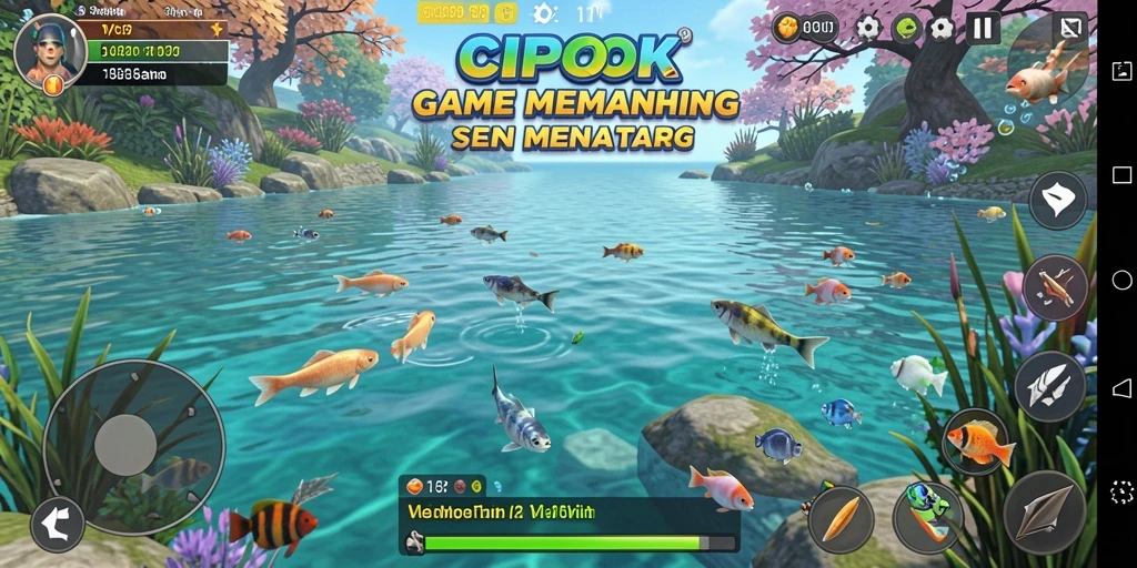 Screenshot utama CIPOK menampilkan aksi memancing yang mendebarkan.