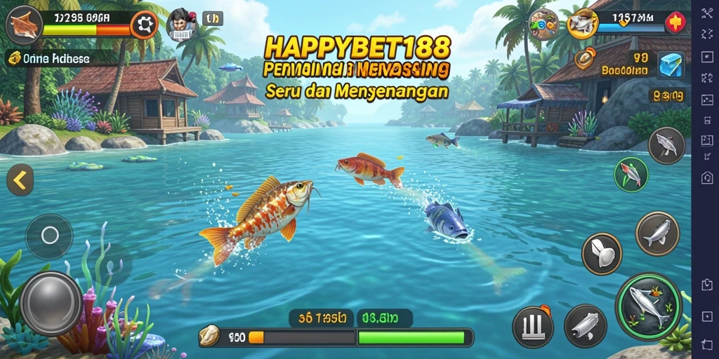Tampilan gameplay <strong>HAPPYBET188</strong> yang menampilkan aksi memancing yang seru.