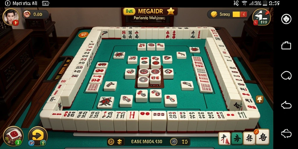 Tampak gameplay MEGAIDR dengan tumpukan ubin Mahjong yang berwarna.