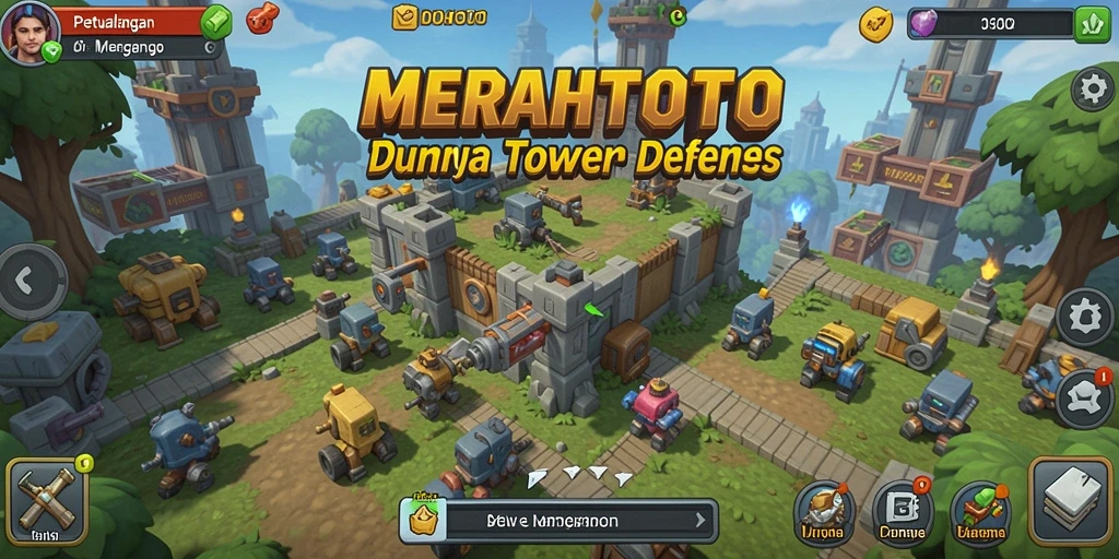 Tampilan gameplay seru dalam MERAHTOTO Tower Defense.
