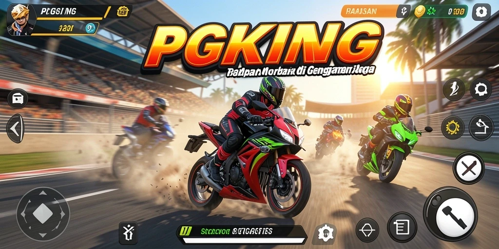 Tampilan gameplay seru dalam balapan motor PGKING yang menantang.