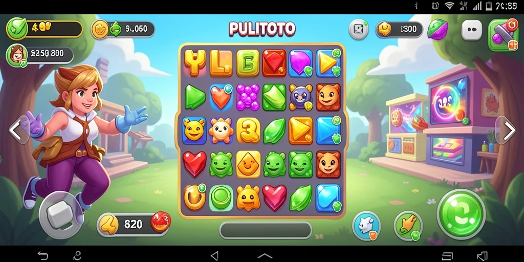 Gameplay seru PULITOTO dengan tantangan mencocokkan elemen.