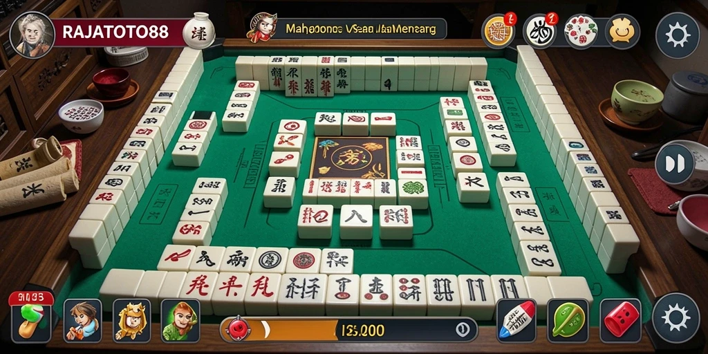 Screenshot gameplay seru dari RAJATOTO88 yang menampilkan aksi Mahjong.