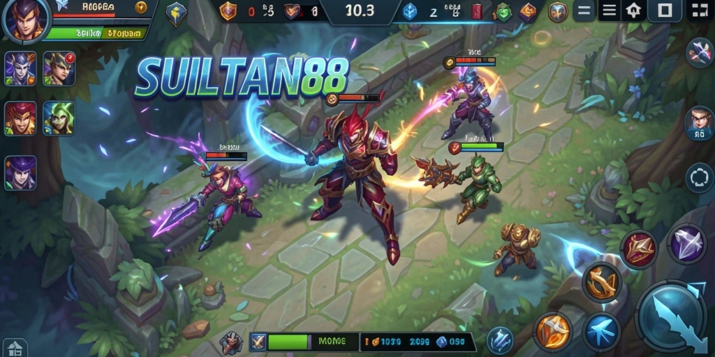 Tampilan aksi seru dalam permainan MOBA SULTAN88.