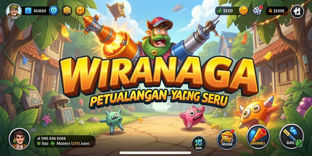Screenshot gameplay WIRANAGA dengan aksi seru di arena arcade.